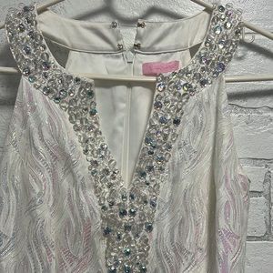 Lilly Pulitzer Percy Shift Resort White Iridescent Water Jacquard Size 0